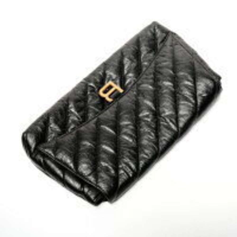 Balenciaga Leather Crushed Clutch Bag Black - Picture 9 of 11